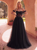 Elegant Off Shoulder Lace Bodice Contrast Tulle Hem Wedding  Dress