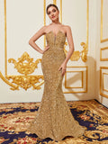 Elegant Mermaid Hem Sequin Tube Evening Dress