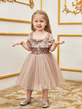 Young Girls' Sparkling Off Shoulder Sequin Party Dress