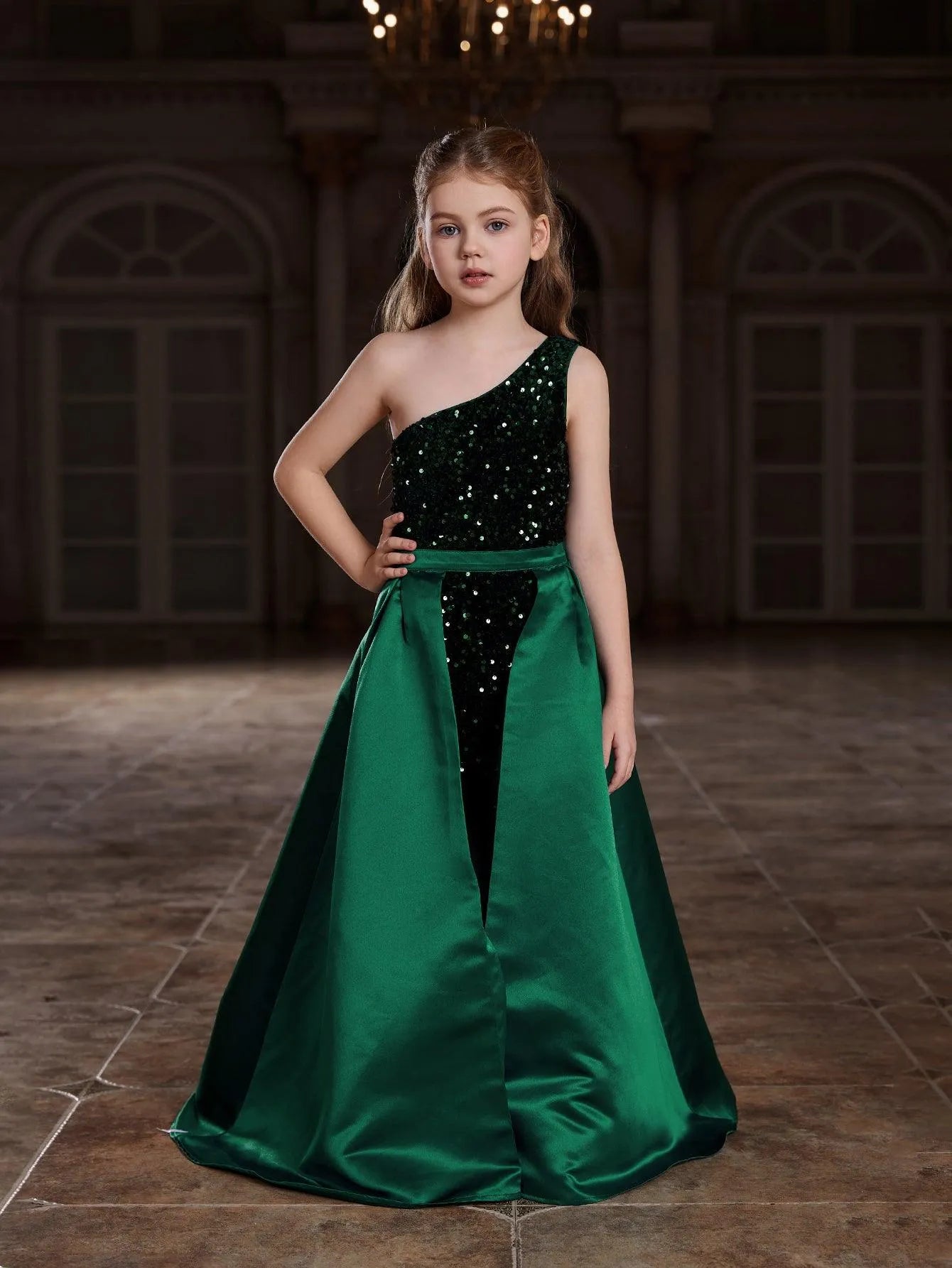 Tween Girls' One Shoulder Sleeveless Sequin Party Dress - Elonnashop