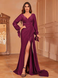 Elegant Draped Side Split Mermaid Dress - Elonnashop