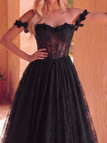 Elegant Off Shoulder Lace Bodice Contrast Tulle Hem Wedding  Dress