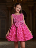 Tween Girls' Cute Applique Contrast Sequin Party Dress - Elonnashop