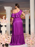 Asymmetrische One-Shoulder-Chiffon-Kleider in A-Linie in Übergröße 