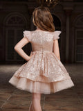 Tween Girls' Sparkling Cap Sleeves Sequin Party Dress - Elonnashop