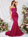 Elegant Sequin Mermaid Hem Tube Formal Dress - Elonnashop