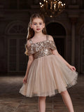 Tween Girls' Sparkling Off Shoulder Sequin Party Dress - Elonnashop