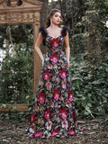 Gorgeous Sweetheart Collar Floral Sequin Embroidered Prom Dress - Elonnashop