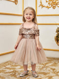 Young Girls' Sparkling Off Shoulder Sequin Party Dress