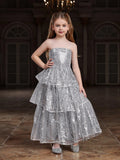 Tween Girls' Layered Hem Sequin Tube Party Dress - Elonnashop