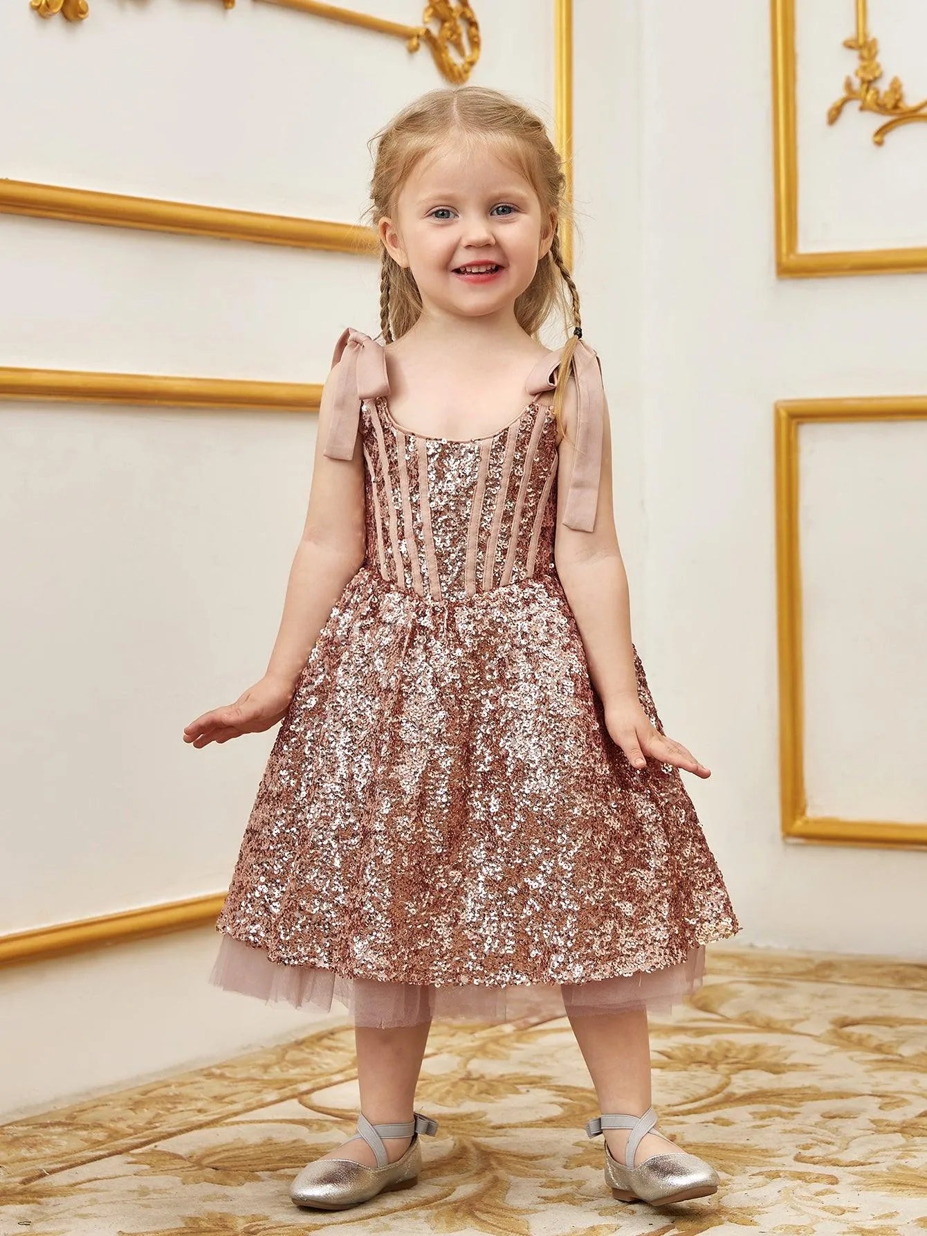 Young Girls' Sparkling Sequin Cami Dress - Elonnashop