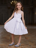 Tween Girls' Cute Sleeveless Knot Side Sequin A Line Dress - Elonnashop