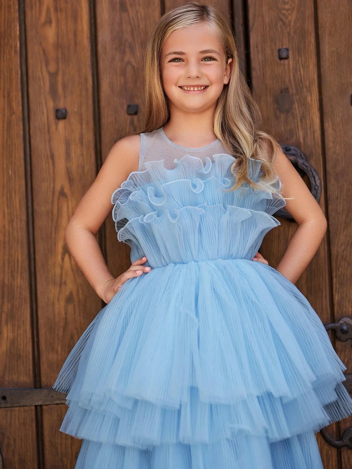 Tween Girls' Ruffle Trim Tiered Hem Cake Dress - Elonnashop