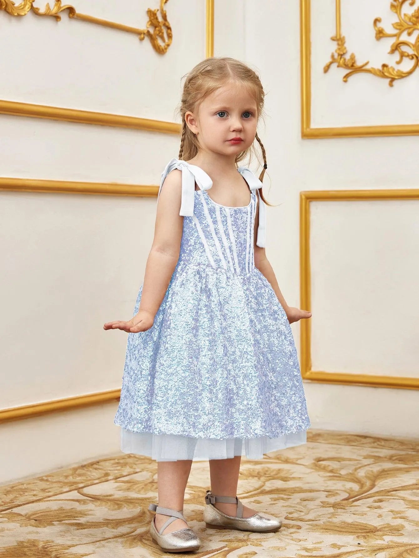 Young Girls' Sparkling Sequin Cami Dress - Elonnashop