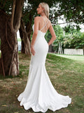 Elegant Backless Mermaid Hem Cami Wedding Dress - Elonnashop