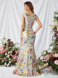 Elegant Sweetheart Neck Floral Sequins Slit Prom Dress - Elonnashop