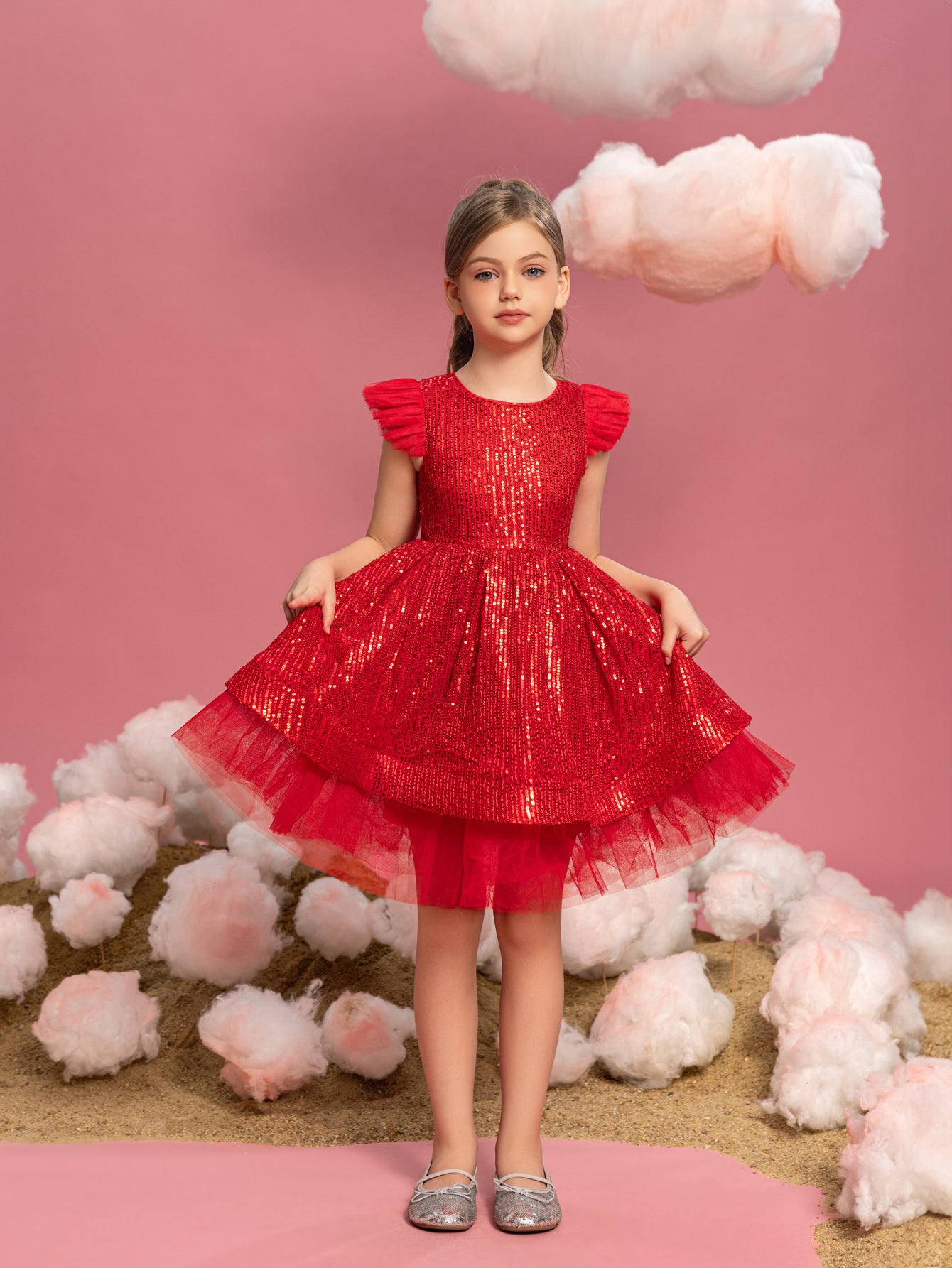 Tween Girls' Sparkling Cap Sleeves Sequin Party Dress