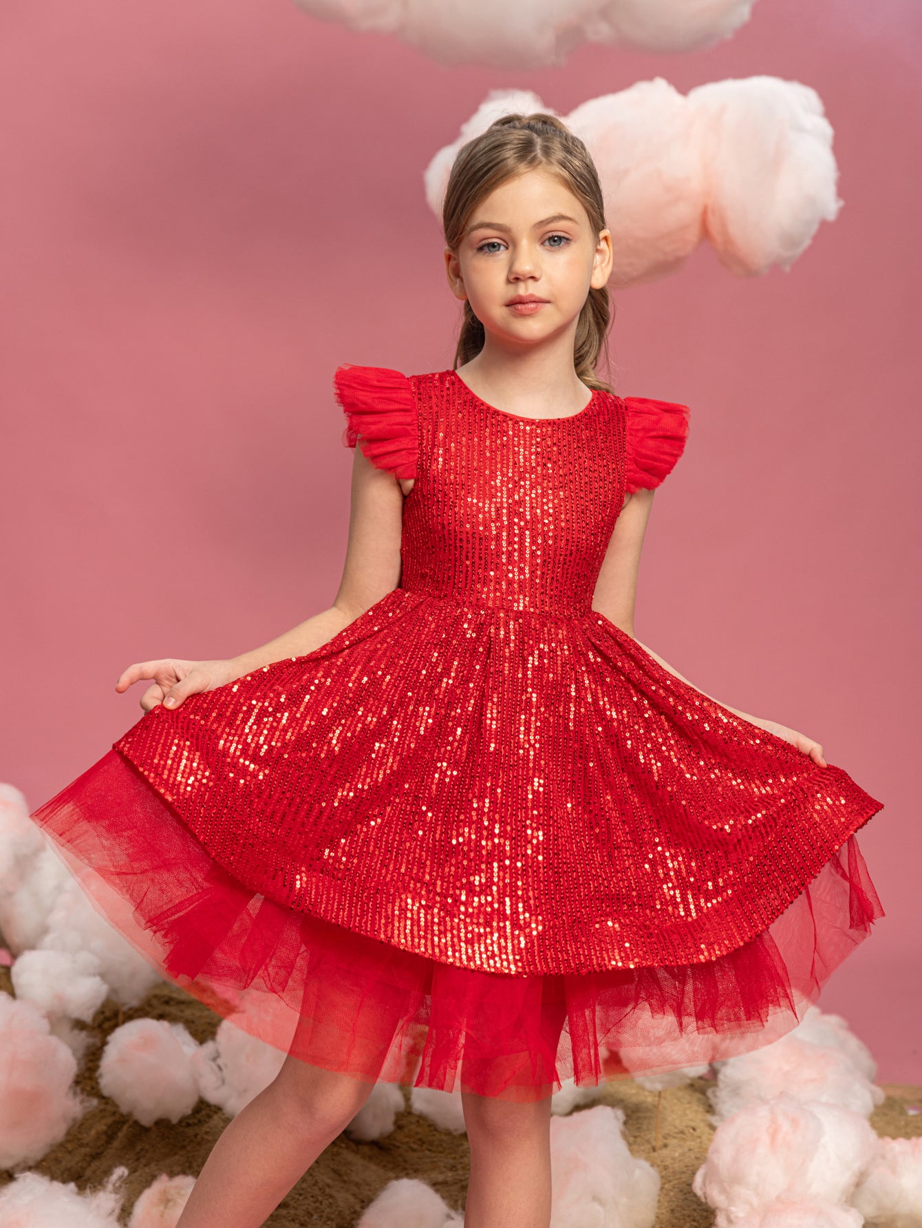 Tween Girls' Sparkling Cap Sleeves Sequin Party Dress