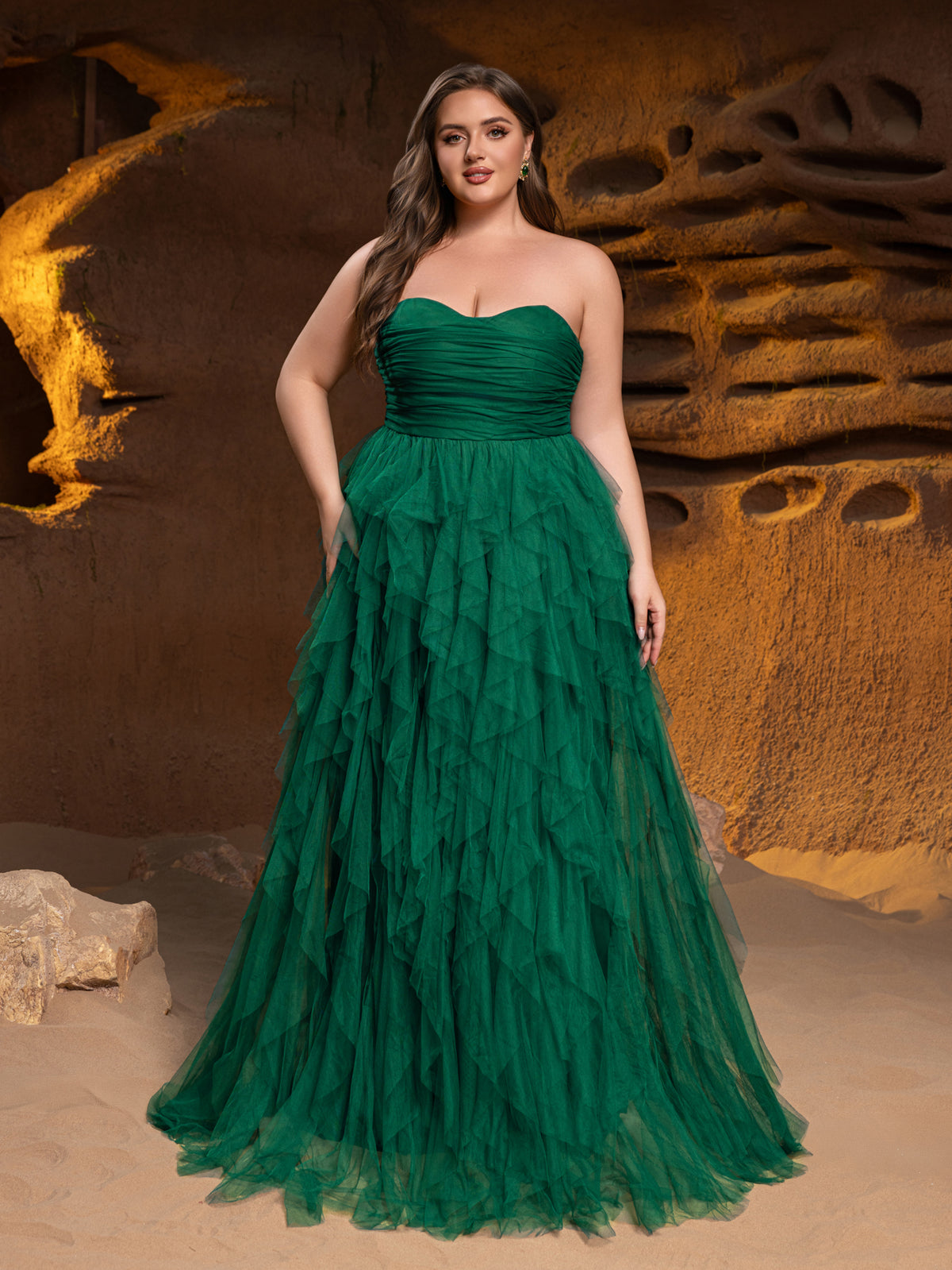 Plus Mesh Overlay Tube Wedding Dress