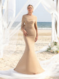 Formales Damenkleid aus Chiffon mit drapiertem Rücken und Meerjungfrau-Saum 