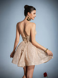 Sequin Plunging Neck Mini Cami Party Dress