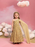 Young Girls' One Shoulder Draped Side Sequin A Line Dress