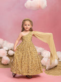 Young Girls' One Shoulder Draped Side Sequin A Line Dress