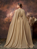 Maternity Mock Neck Cape Sleeves Chiffon Evening Dress