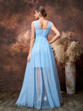 Maternity Plunging Neck Sleeveless Tulle Overlay Party Dress