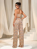 3D Flower Tube Top & Sequin Fringed Pants - Elonnashop