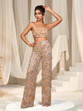 3D Flower Tube Top & Sequin Fringed Pants - Elonnashop