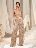 3D Flower Tube Top & Sequin Fringed Pants - Elonnashop