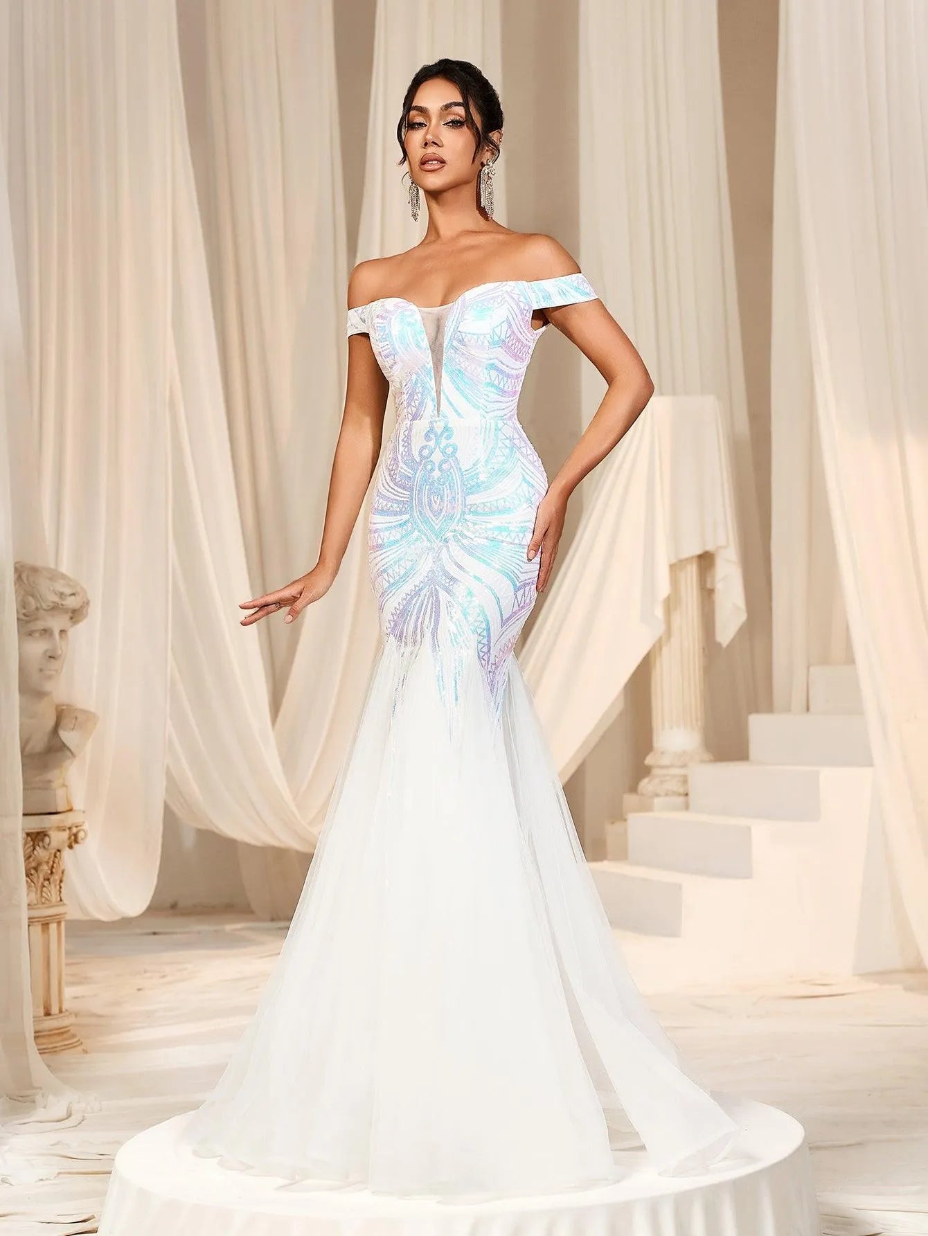 Off Shoulder Sweetheart Neckline Mermaid Prom Dress - Elonnashop