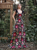 Gorgeous Sweetheart Collar Floral Sequin Embroidered Prom Dress - Elonnashop