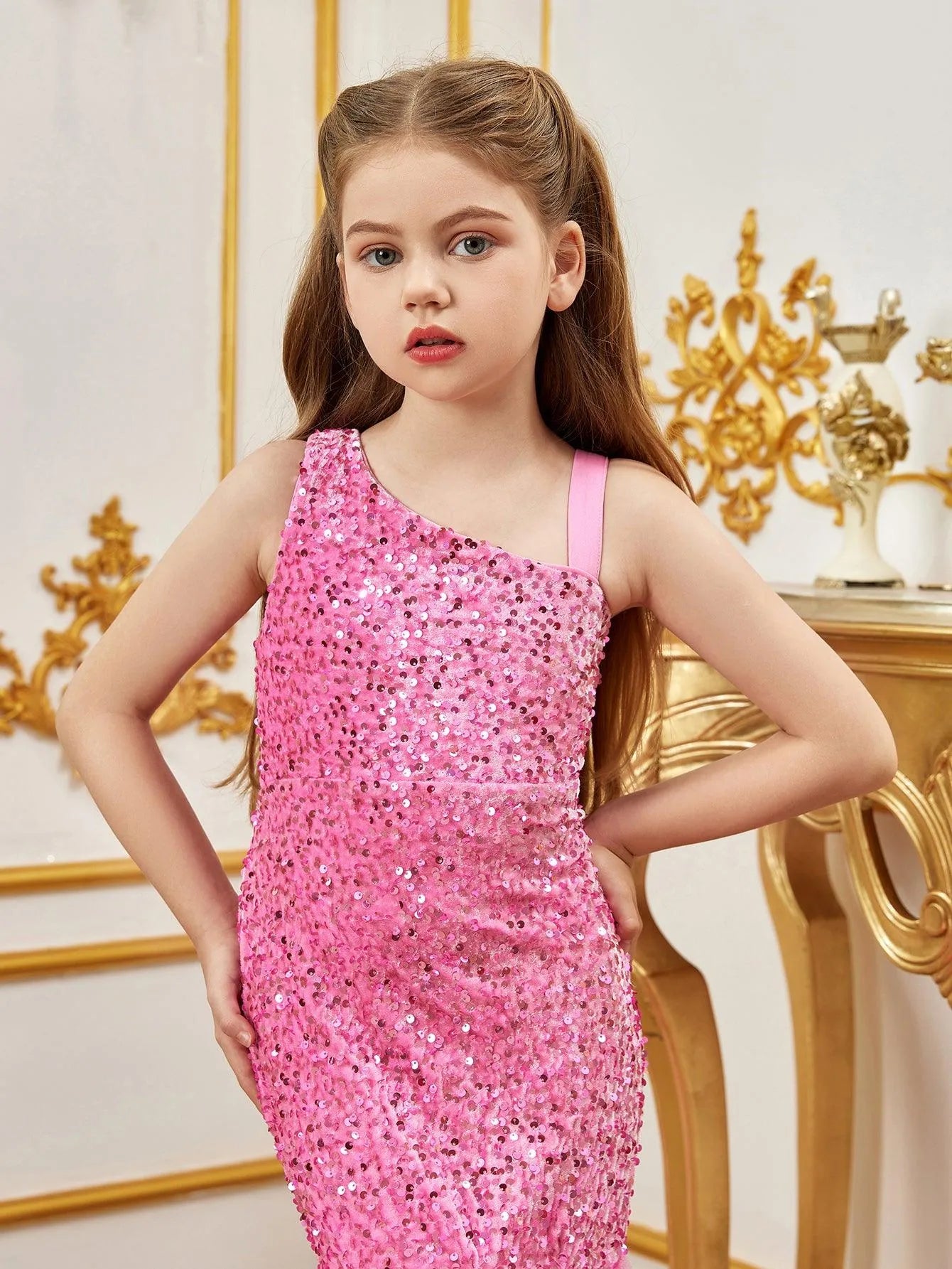 Tween Girls' Mesh Insert Mermaid Hem Sequin Dress - Elonnashop