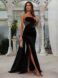 Elegant Split Thigh Velvet Tube Party Dress - Elonnashop