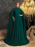 Elegantes Abendkleid aus Chiffon mit Stehkragen und Umhangärmeln