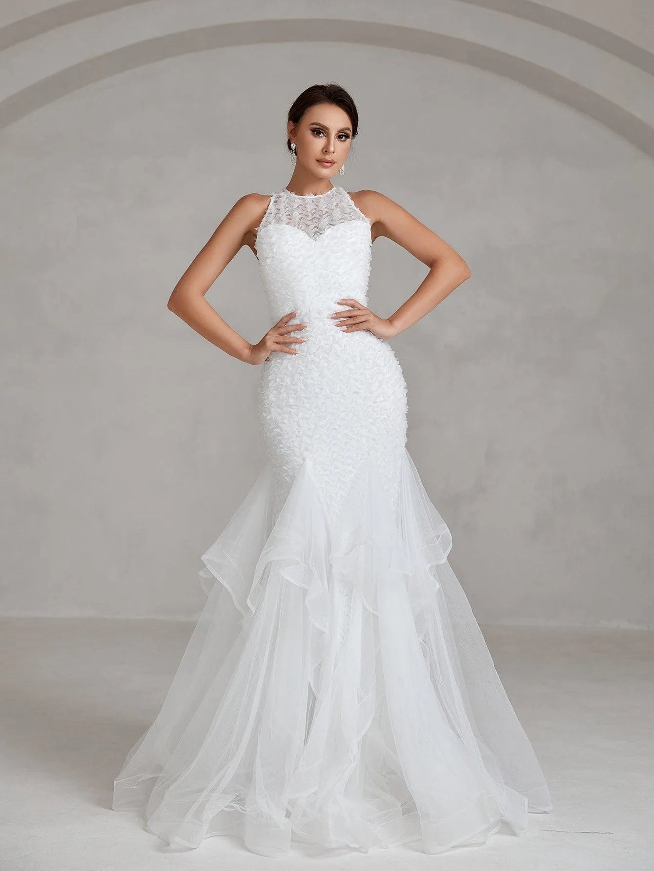 Majestic Lace Mermaid Wedding Dress - Elonnashop