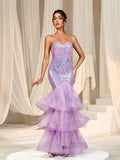 Backless Mermaid Hem Sequin Slip Prom Dress - Elonnashop