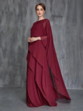 Womens' Solid Layered Hem Chiffon Cape Gown - Elonnashop