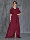 Womens' Butterfly Sleeves Chiffon Formal Dress - Elonnashop