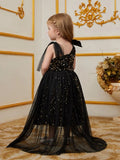 Young Girls' Cute Sleeveless Mesh Overlay Sequin Party Dress - Elonnashop