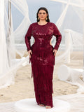 Plus Gorgeous Cut Out Waist Fringed Sequin Party Dress