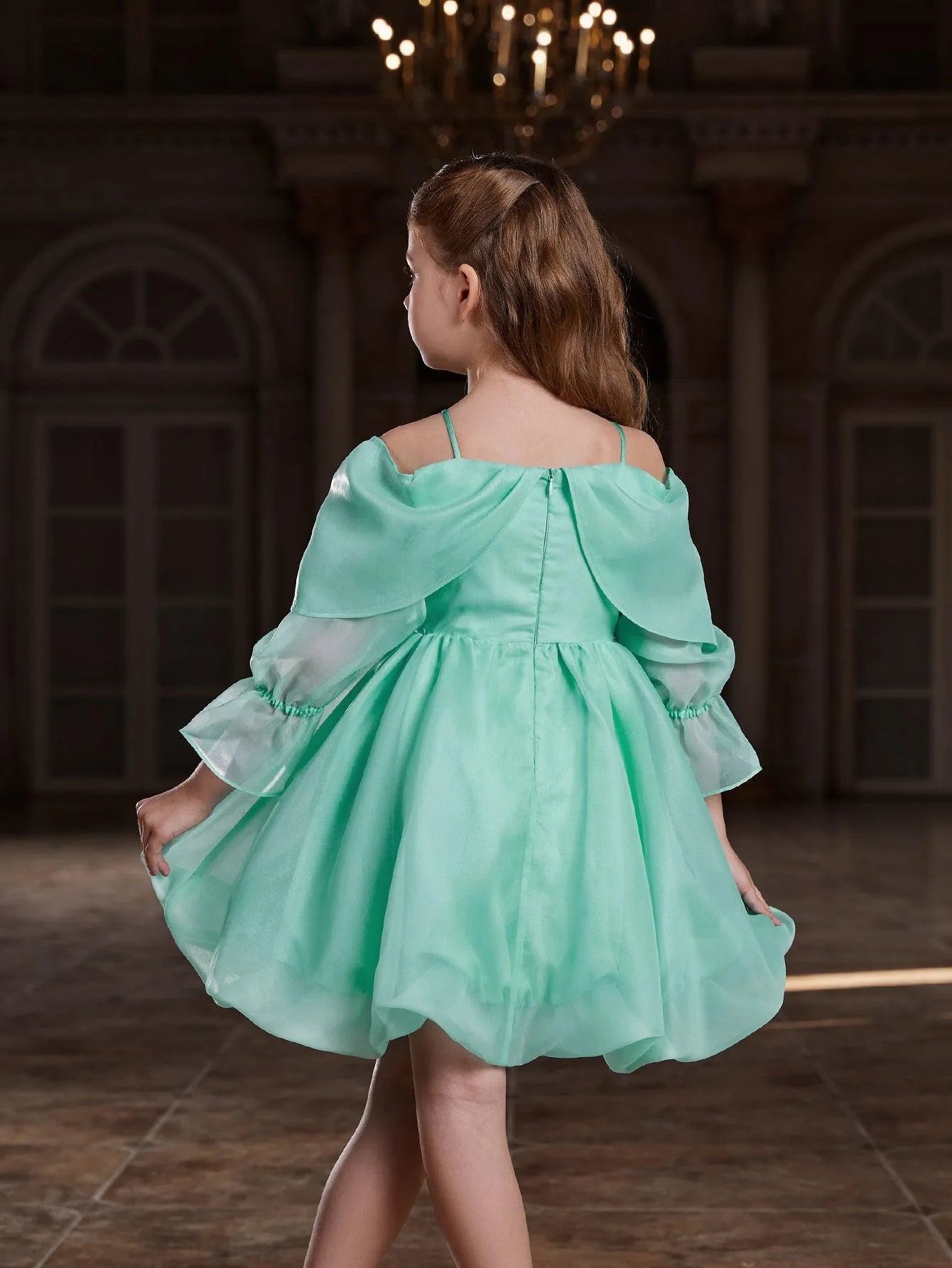 Tween Girls' Off Shoulder Bow Front Puff Dress - Elonnashop