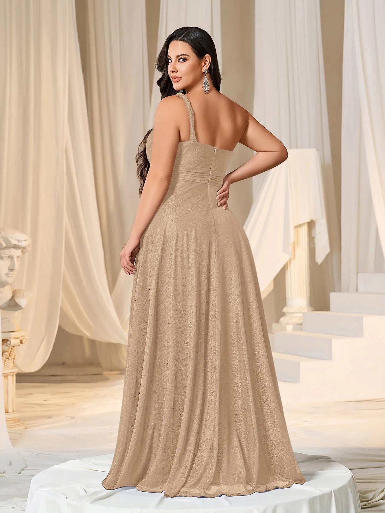 Plus One Shoulder Sleeveless Bridesmaid Dress