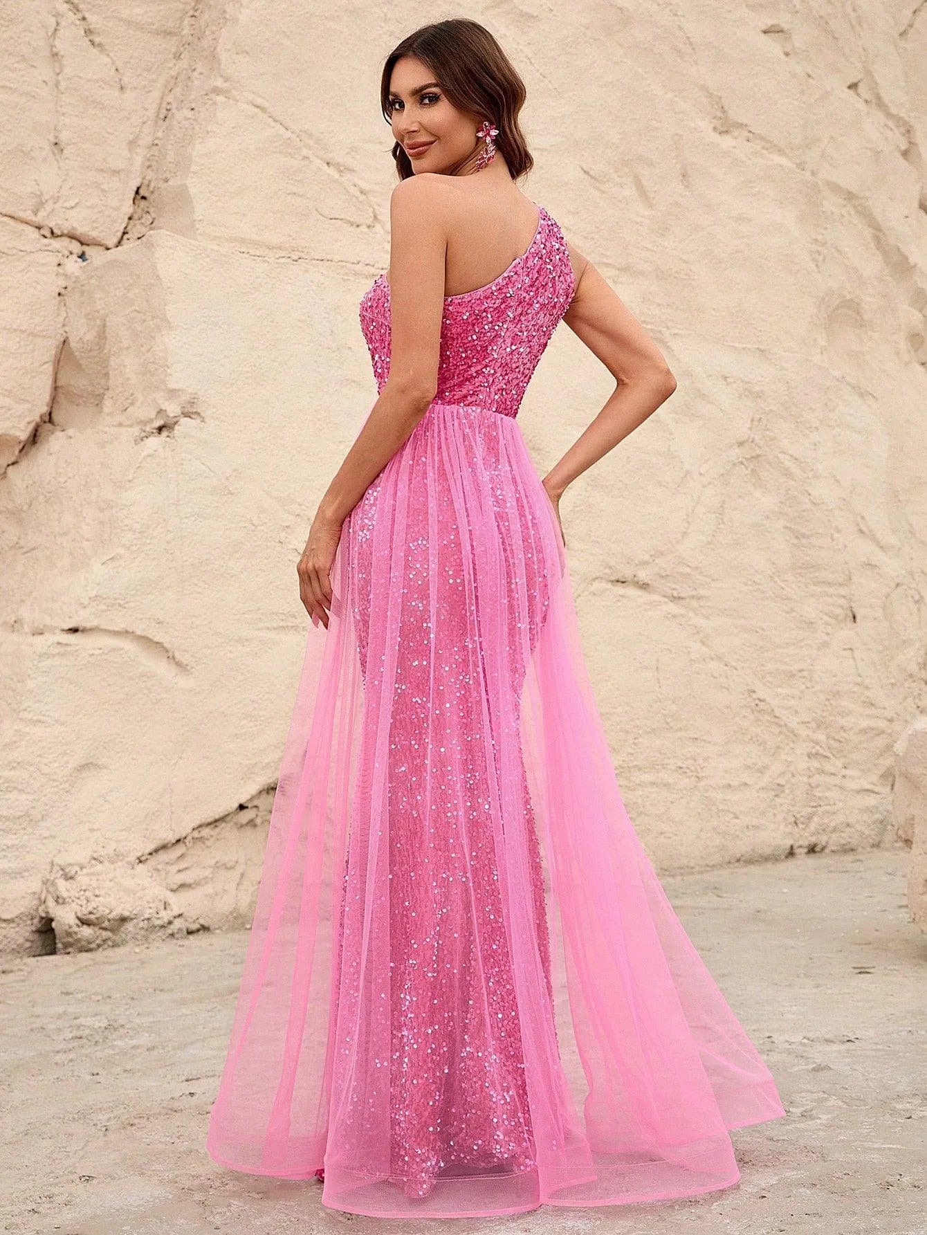 Elegant One Shoulder Sequin Mermaid Dresses - Elonnashop