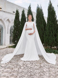 Maternity Mermaid Hem Cape Formal Wedding Dress - Elonnashop