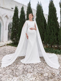 Maternity Mermaid Hem Cape Formal Wedding Dress - Elonnashop