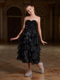 Tween Girls' Sequin Contrast Layered Organza Dress - Elonnashop