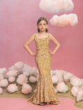 Tween Girls' Square Neck Sleeveless Mermaid Hem Sequin Party Dress